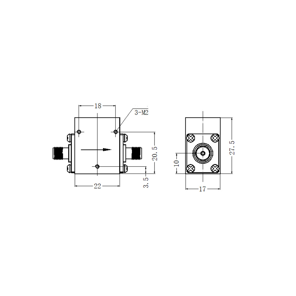 HS-10W Isolator With SMA type (3-6G)-立信聯合科技有限公司