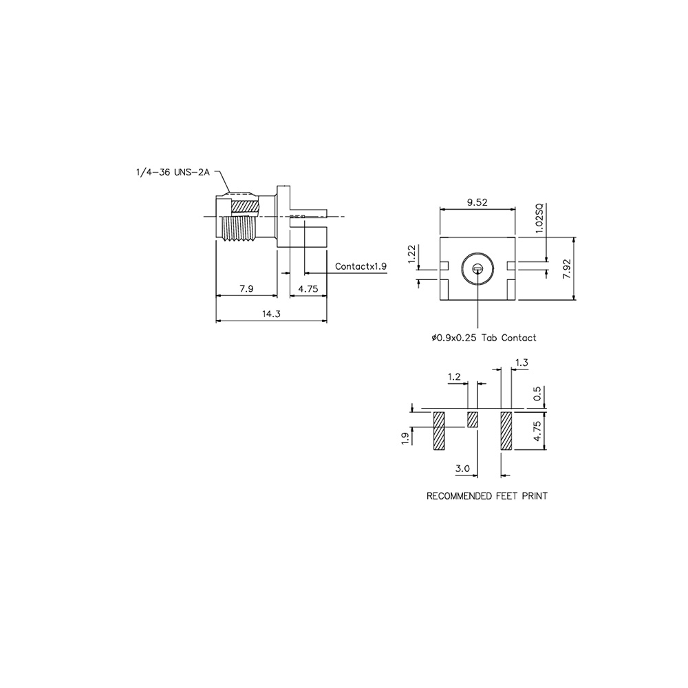 HS-SMAF Edge Type Terminal Tab For 1.22 PCB Connector (12.4G)_L14.3-立信 ...